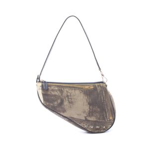 [Used] Dior SADDLE Handbag, Denim Pattern, Braun Canvas Leather, Saddle Bag, Women's, Used B