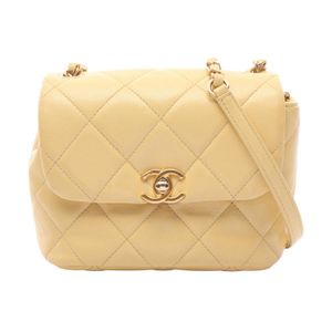 [중고] Chanel 샤넬 숄더백 마틀라세 미니 AS3042 파스텔 옐로우 레더 마틀라세 스몰 플랩 체인 숄더백 여성용 Used B