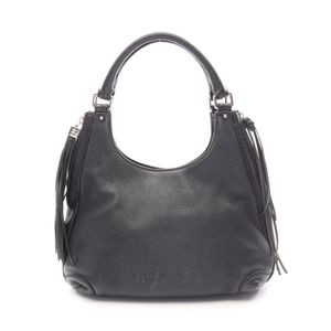 [Used] Chanel CHANEL Handbag Logo Black Leather Logo Fringe Handle Bag Women's Used A