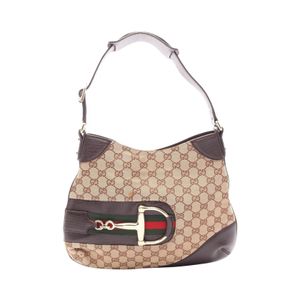 [중고] Gucci 구찌 숄더백 홀스빗 GG 캔버스 137388 베이지/브라운 캔버스 레더 홀스빗 쉐리 라인 원 숄더백