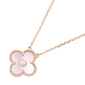 [Pre-owned] Van Cleef & Arpels Vintage Alhambra Necklace, Pink Mother-of-Pearl, 1PD (VCARPMOP00), Neck Circumference 37/41.5cm, K18PG (Pink Gold), Diamond