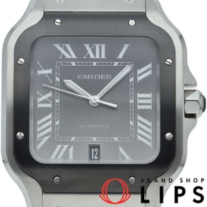 Cartier Santos De Cartier LM WSSA0037 박스 보증서 밴드 포함 SS 남성용 시계 그레이 미사용품