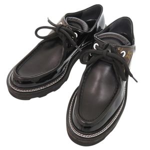 สินค้าใหม่ หลุยส์ วิตตอง LV Beaubourg Line Derby Monogram รองเท้าหนังพื้นหนา ไซส์ 38 หนังแก้ว สีดำ LV 0217【มือสอง】LOUIS VUITTON