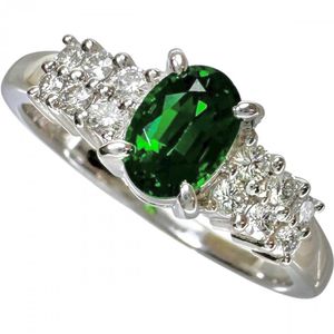 11호 TASAKI 타사키 그린 그로슐라 가넷 0.62ct 다이아몬드 0.16ct 반지 Pt900 플래티넘 3.9g 여성용 【중고】