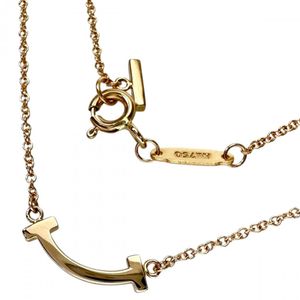 TIFFANY & Co. T 스마일 미니 목걸이 K18PG 핑크 골드 2.3g 40.5/45.5cm 여성용 【중고】
