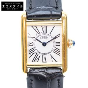 Cartier 90년대 925 머스트 탱크 SM 베르메유 오팔린 실버 다이얼 QZ 손목시계(기타) 【중고】