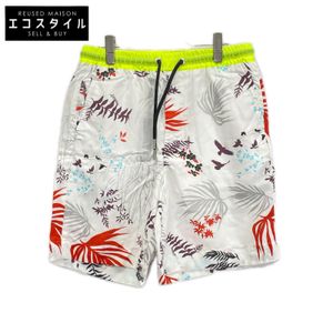 Diesel fluorescent yellow waistband botanical print half nylon pants, size S [Used]