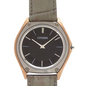 成色極佳的西鐵城 Eco-Drive One 8826-T022804 AR5014-04E 鱷魚皮革黑色太陽能腕錶，黑色錶盤，編號 0099 [二手] 西鐵城