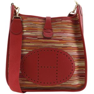 Hermes 에르메스 에블린 1PM 숄더백 비브라토 루즈 2004년 레드/골드 하드웨어 □H 크로스백 스냅 버튼 Evelyne1PM 여성용【중고】