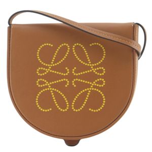 LOEWE Heel Pouch Mini Shoulder Bag, Anagram, Pochette, 102027, Leather, Brown, Crossbody, Flap, Women's [Used]