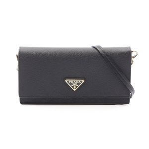 【Used】 Prada PRADA 숄더백 SAFFIANO 트라이앵글 로고 1NF059 블랙 사피아노 레더 트라이앵글 로고 미니 숄더백 여성용