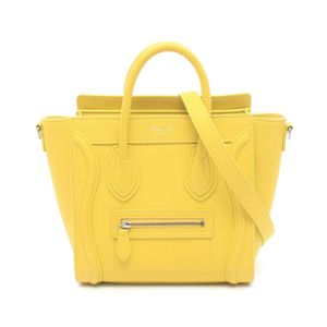 【二手】 CELINE Luggage Nano Shopper 兩用手提包，黃色皮革，女士，二手 A