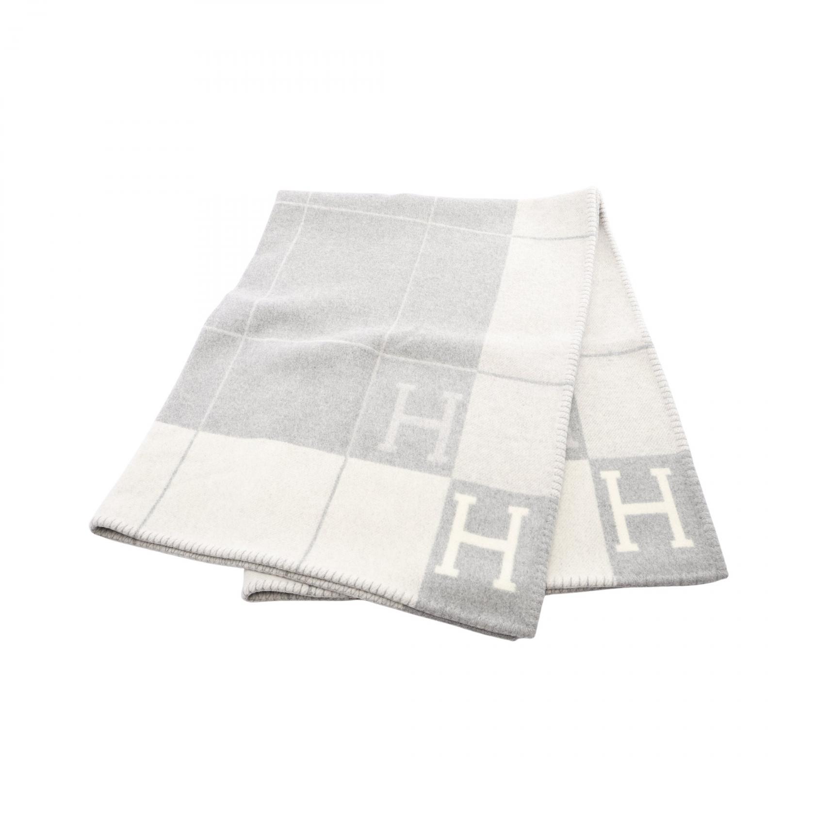 【二手】愛馬仕 HERMES 格紋 Avalon 3 羊毛毯 男女通用 二手 A