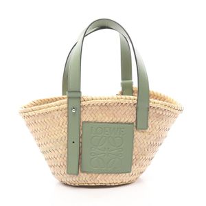 【중고】 LOEWE 손가방 바스켓 백 S 스몰 내추럴/그린 레더 바스켓 백 스몰 여성용 Used A