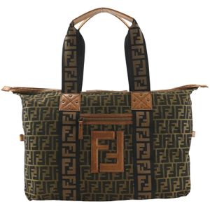 フェンディ FENDI ズッカ ボストンバッグ 7V5071 ナイロンキャンバス 茶 肩掛け,手提げ,A4 ダブルファスナー Zucca ユニセックス【中古】