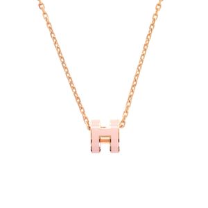 Like New Hermes Pop H Mini Pink Rose Gold Hardware Necklace Accessory 1805 [Pre-owned] HERMES
