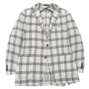 Excellent condition ▲TAGLIATORE 1SMC22K Linen blend checkered single tailored jacket, off-white, size 46, Made in Italy, Authentic, Men's