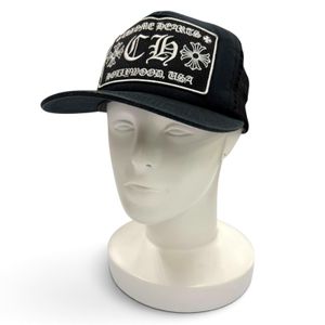 Excellent condition ▼ CHROME HEARTS TRUCKER CAP CH patch Mesh hat Trucker cap Black Silver hardware Made in USA Authentic Men's