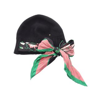 [Used] Gucci Double G Knit Cap, Black Wool Knit Hat with Scarf, Women's, Used A