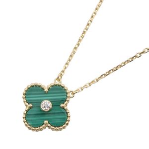 [Pre-owned] Van Cleef & Arpels Vintage Alhambra Necklace, Malachite 1PD Necklace, Neck Circumference 37.5/42cm, Diamond, K18 (Yellow Gold)