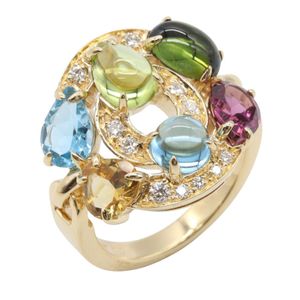 【二手】寶格麗(BVLGARI ) Astrale Cerchi 系列戒指，18K黃金，鑽石，碧璽，黃水晶，托帕石