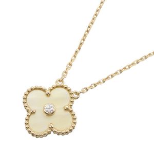 [Pre-owned] Van Cleef & Arpels Vintage Alhambra Necklace, Yellow Mother-of-Pearl, 1PD, Neck Circumference 37/41.5cm, K18 (Yellow Gold), Diamond