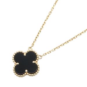 [Pre-owned] Van Cleef & Arpels Vintage Alhambra Onyx Necklace VCARP4KK00 Neck size 38/42.5cm K18 (Yellow Gold) Vintage Alhambra Onyx Necklace