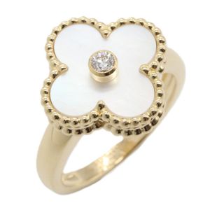 [Pre-owned] Van Cleef & Arpels Vintage Alhambra Mother of Pearl 1PD Ring VCARA41153 K18 (Yellow Gold) Diamond Vintage Alhambra Mother of Pearl 1PD Ring