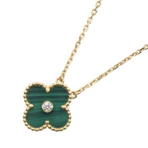 [Pre-owned] Van Cleef & Arpels Vintage Alhambra Necklace, Malachite Diamond Necklace, Neck Circumference 37/41.5cm, K18 (Yellow Gold), Diamond