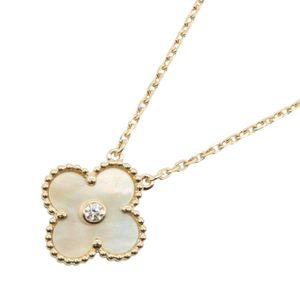 [Pre-owned] Van Cleef & Arpels Vintage Alhambra Necklace, Yellow Mother-of-Pearl, 1PD, Neck Circumference 37.5/42cm, K18 (Yellow Gold), Diamond