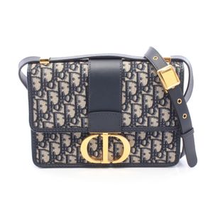 [Pre-owned] Dior 30 MONTAIGNE Shoulder Bag, Navy/Ivory Canvas Leather, Oblique Shoulder Bag, Women's