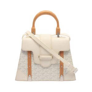 【二手】 GOYARD Saigon PM 兩用手提包，白色PVC塗層帆布皮革，女士款，二手 B