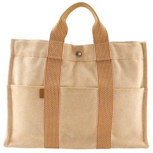 에르메스 HERMES 뉴 푸르트 MM 손가방 캔버스 오렌지 토트백, A4 스냅 버튼 New Fourre Tout MM 유니섹스【중고】