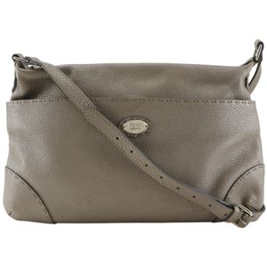 フェンディ FENDI セレリア ショルダーバッグ 8BT194 レザー グレー 斜め掛け,A5 ファスナー Celeria レディース【中古】