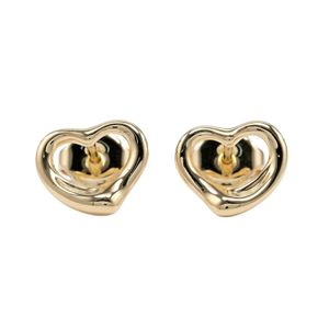 Tiffany & Co. Open Heart Earrings, 18K Yellow Gold, Approx. 2.7g, Women's [Pre-owned]