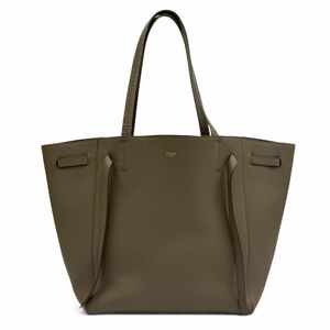 成色極佳 ★ CELINE 18902 Cabas Phantom 小號灰褐色 Logo 皮革手提包，義大利製造，女士款，附防塵袋。