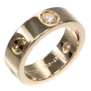 Cartier Love Classic Model Ring, Size 7, K18 Yellow Gold with Diamonds, Approx. 7.84g, Women's [Pre-owned]