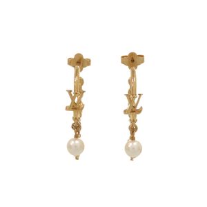 Like New Louis Vuitton Blooming Earrings, Pearl, M02819, Metal, Faux Pearl, Gold, LV 0553 [Pre-owned] LOUIS VUITTON