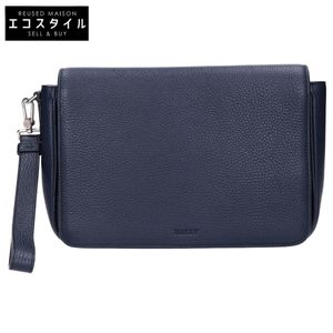 Bally STEON Embossed Logo Grain Leather Flap Second Bag Clutch Bag [Excellent Condition] (Used)