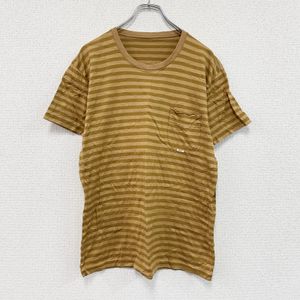 Papas 파파스 반팔 티셔츠 스트라이프 브라운 S사이즈 빈티지