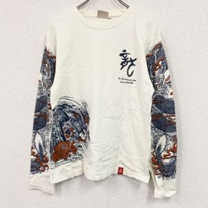 爆裂亂曼少女長袖印花T卹/長袖T卹，白色，M碼，古著