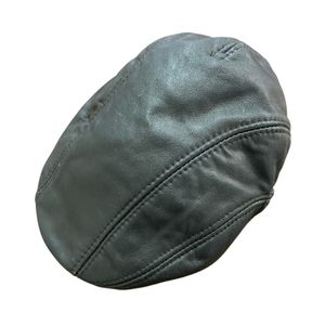 Lamb leather hunting cap, black, vintage.