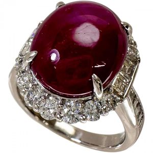Size 12.5, Star Ruby 11.264ct, Diamond 1.32ct, Platinum 900, 10.6g, Women's Ring [Pre-owned]