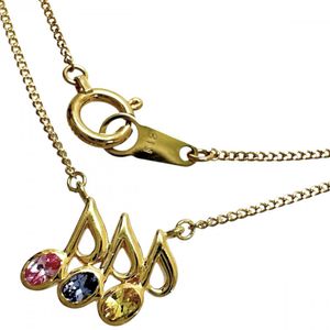 Musical note motif Color sapphire necklace, K18 gold, 2.8g, 41cm, women's. [Used]