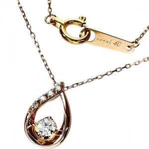 canal4℃ Diamond Necklace, K18PG Pink Gold, 1.2g, 39.5cm, Women's [Used]