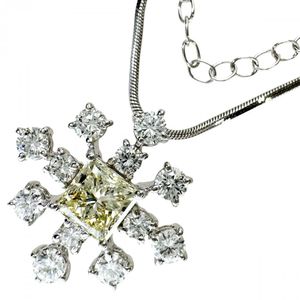 Diamond (estimated LY-VS class) 1.10ct, Diamond 1.00ct Necklace, Pt900/Pt850 Platinum, 8.0g, 42cm, Women's [Used]