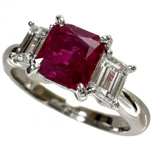 Size 11, Burmese Ruby 1.02ct, Diamond 0.58ct, Platinum 900, 6.0g, Women's Ring [Pre-owned]