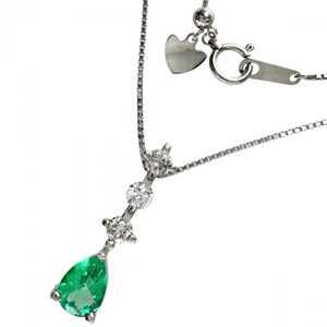 Emerald 0.84ct Diamond 0.46ct Necklace, Pt900/Pt850 Platinum, 5.3g, 46cm, Women's [Used]