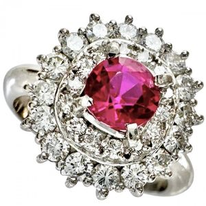 Size 11, Ruby 0.65ct, Diamond 0.71ct, Platinum 900, 7.8g, Women's Ring [Pre-owned]