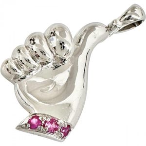 Good Motif Pink Sapphire 0.07ct Pendant top K18WG White Gold 4.6g Women's [Pre-owned]